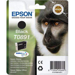 Epson Monkey Yksittäispakkaus, musta T0891 DURABrite Ultra -muste