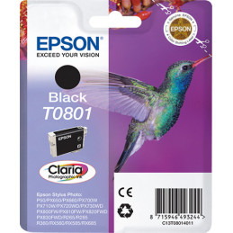Epson Hummingbird Yksittäispakkaus, musta T0801 Claria Photographic -muste