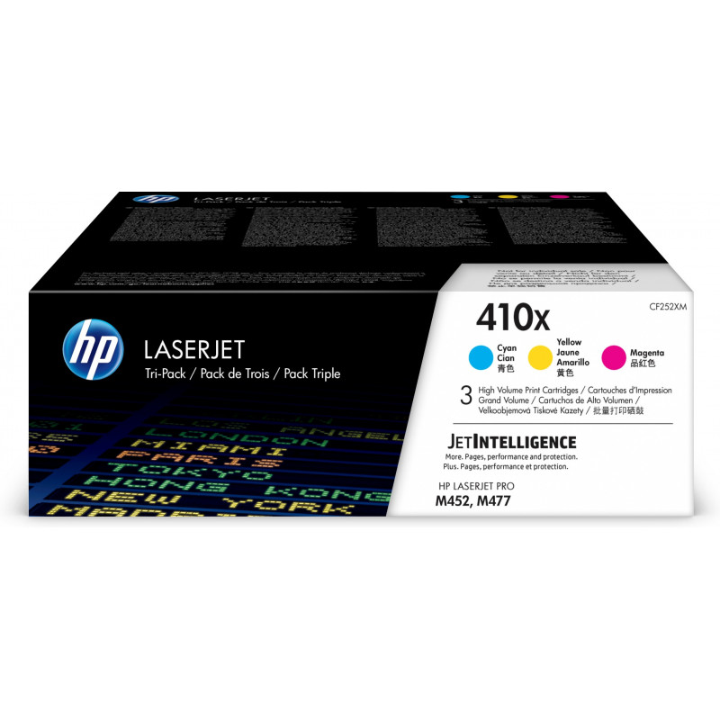 HP 410X värikasetti 3 kpl Alkuperäinen Syaani, Magenta, Keltainen
