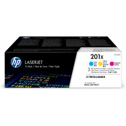HP 201X värikasetti 3 kpl Alkuperäinen Syaani, Magenta, Keltainen