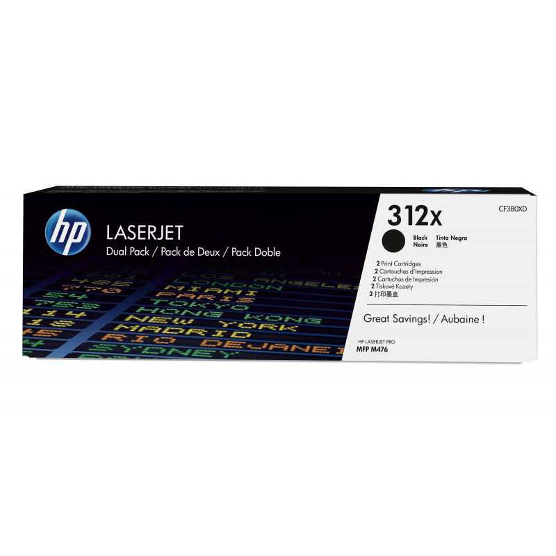 HP 312X värikasetti 2 kpl Alkuperäinen Musta