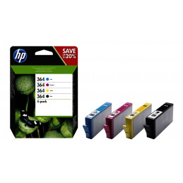 HP 364 mustekasetti Alkuperäinen Perusvärintuotto Musta, Syaani, Magenta, Keltainen