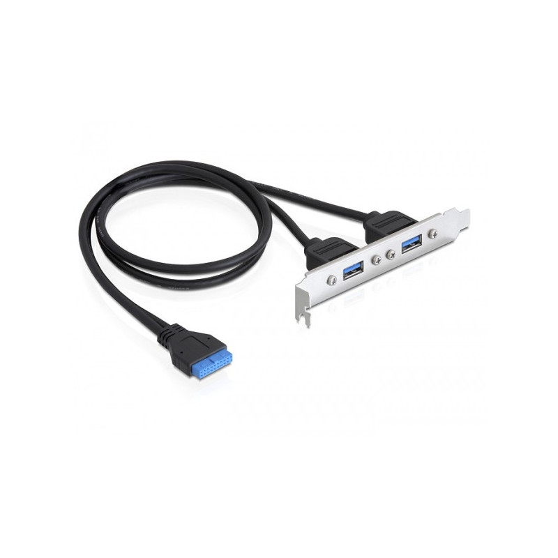 DeLOCK USB 3.0 19-pin - 2 x USB 3.0-A USB-kaapeli 0,4 m USB 3.2 Gen 1 (3.1 Gen 1) USB A Musta