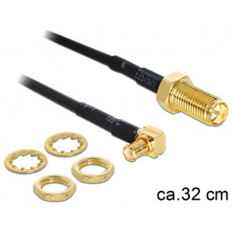 DeLOCK 88472 koaksiaalikaapeli 0,32 m MMCX RP-SMA Kulta, Musta