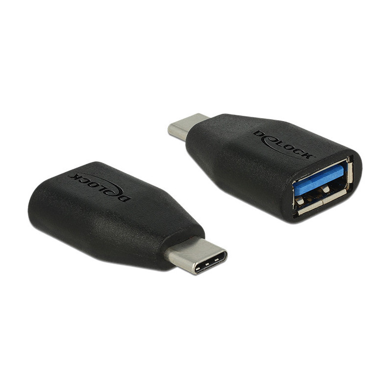 DeLOCK 65519 kaapelin sukupuolenvaihtaja USB 3.1 Gen 2 Type-C USB 3.1 Gen 2 Type-A Musta