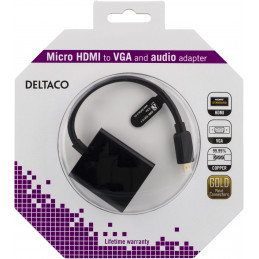 Deltaco HDMI-VGA16-K videokaapeli-adapteri 0,2 m HDMI-tyyppi D (mikro) VGA (D-Sub) Musta