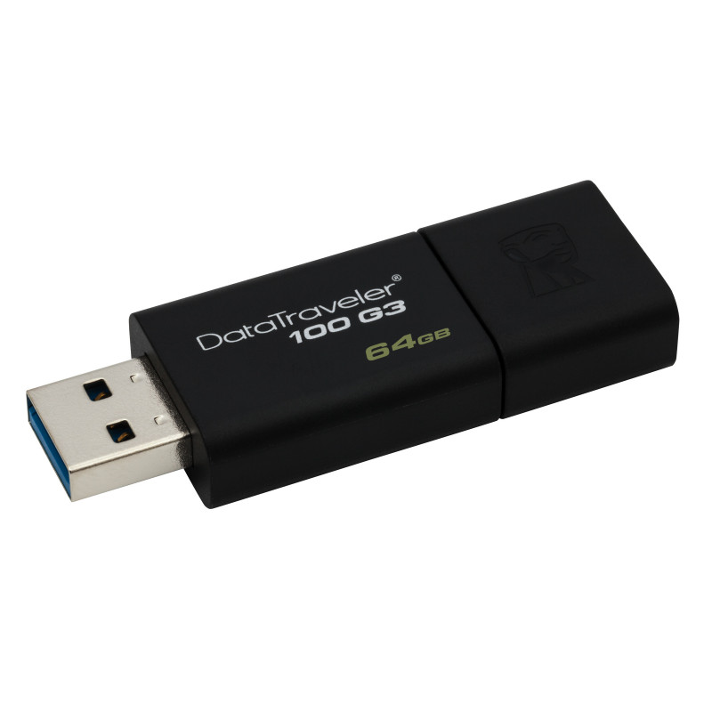 Kingston Technology DataTraveler 100 G3 USB-muisti 64 GB USB A-tyyppi 3.2 Gen 1 (3.1 Gen 1) Musta
