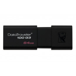 Kingston Technology DataTraveler 100 G3 USB-muisti 64 GB USB A-tyyppi 3.2 Gen 1 (3.1 Gen 1) Musta