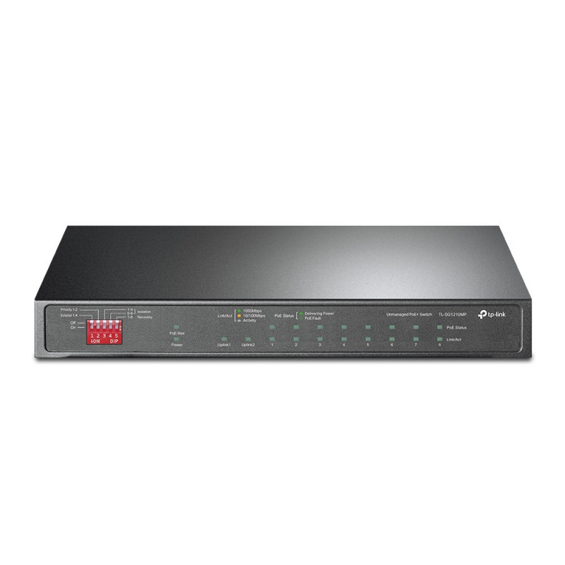 TP-LINK TL-SG1210MP verkkokytkin Hallitsematon Gigabit Ethernet (10 100 1000) Power over Ethernet -tuki Musta