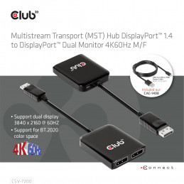 CLUB3D MST hub DisplayPort 1.4 to DisplayPort + HDMI 4K60Hz M F