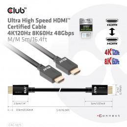 CLUB3D CAC-1375 HDMI-kaapeli 5 m HDMI-tyyppi A (vakio) Musta