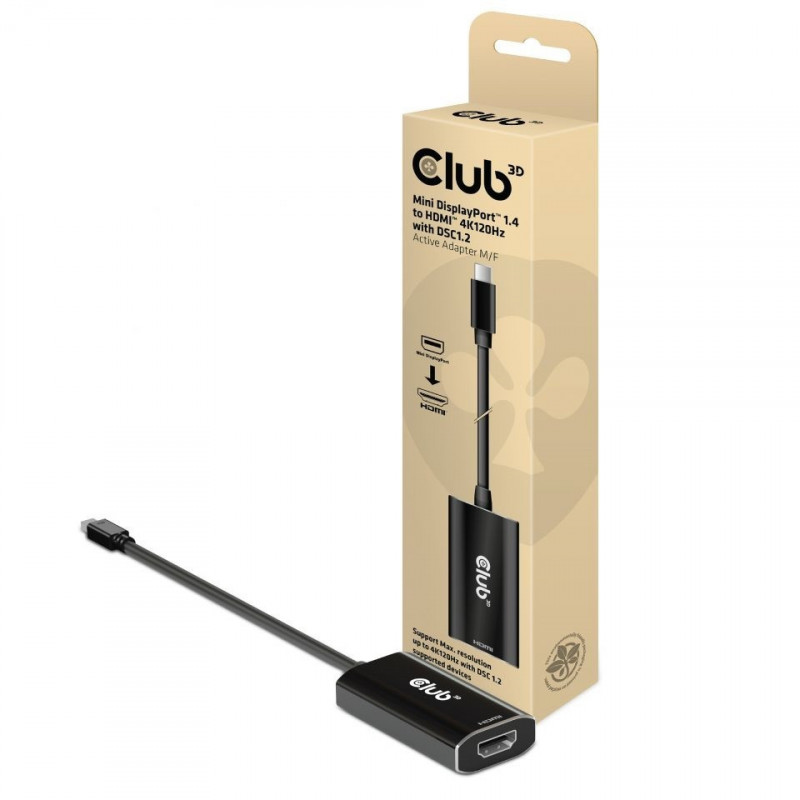 CLUB3D CAC-1186 videokaapeli-adapteri 0,15 m Mini DisplayPort HDMI-tyyppi A (vakio) Musta