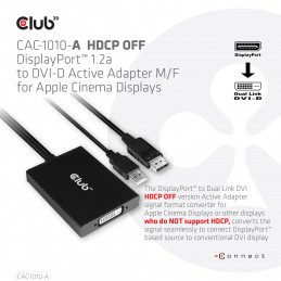 CLUB3D CAC-1010-A videokaapeli-adapteri 0,6 m DisplayPort DVI-D + USB