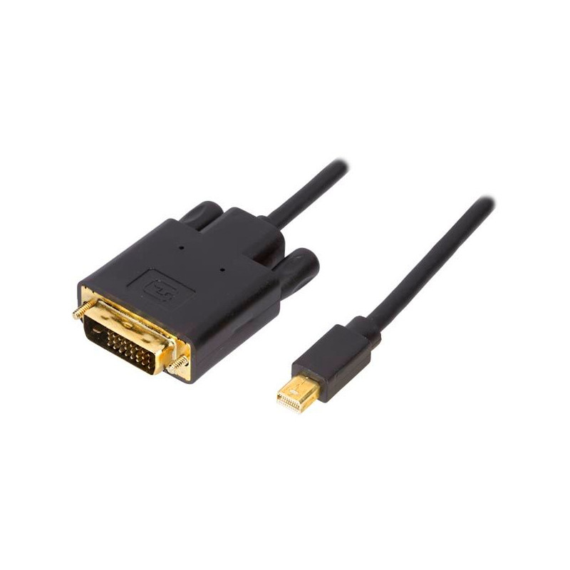 DELTACO mini DisplayPort - DVI-D Single Link monitorikaapeli 20-pin ur - 24+1-pin ur kullatut liitokset johtimet puhdasta kupari