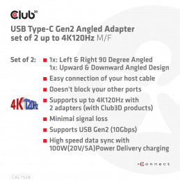 CLUB3D CAC-1528 USB-kaapeli USB 3.2 Gen 2 (3.1 Gen 2) USB C