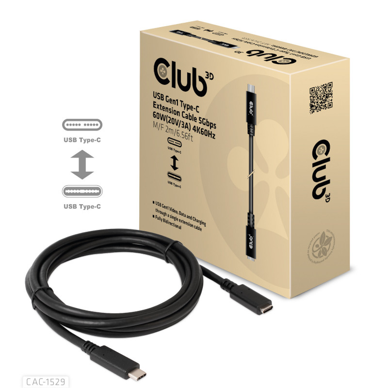 CLUB3D CAC-1529 USB-kaapeli 2 m