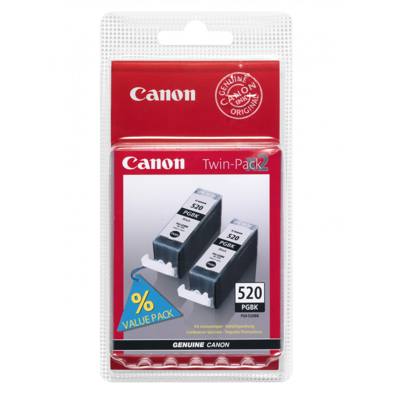 Canon PGI-520BK Twin Pack mustekasetti 2 kpl Alkuperäinen Musta