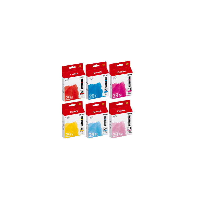 Canon PGI-29 C M Y PC PM R mustekasetti 6 kpl Alkuperäinen Syaani, Magenta, Valokuva syaani, Valokuva magenta, Punainen,