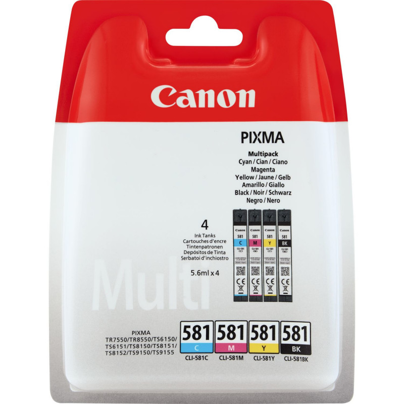 Canon CLI-581 Multipack mustekasetti Alkuperäinen Musta, Syaani, Magenta, Keltainen