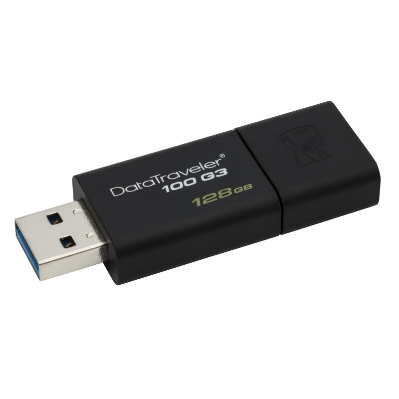 Kingston Technology DataTraveler 100 G3 USB-muisti 128 GB USB A-tyyppi 3.2 Gen 1 (3.1 Gen 1) Musta