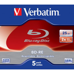 Verbatim BD-RE, 2x, 25 GB/200 min, 5-pakkaus jewel case...