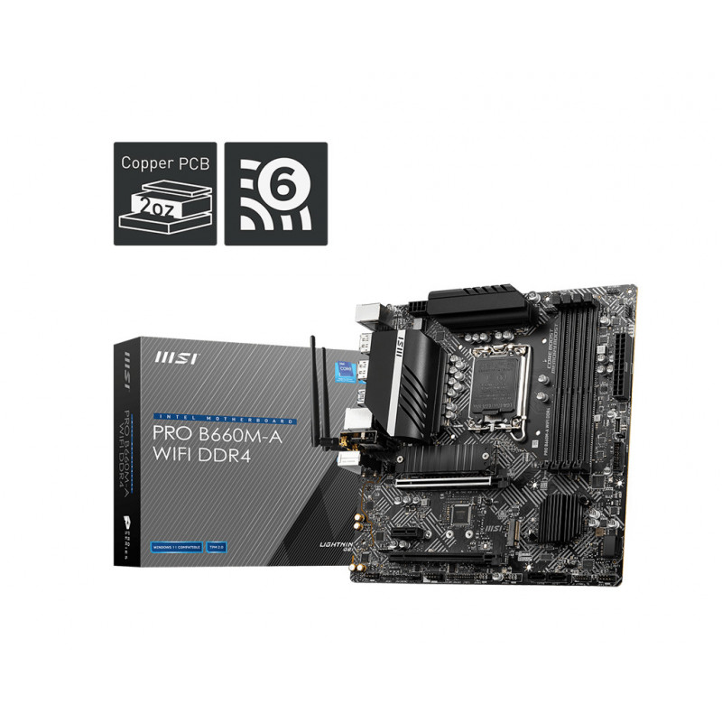 MSI PRO B660M-A WIFI DDR4 emolevy Intel B660 LGA 1700 mikro ATX