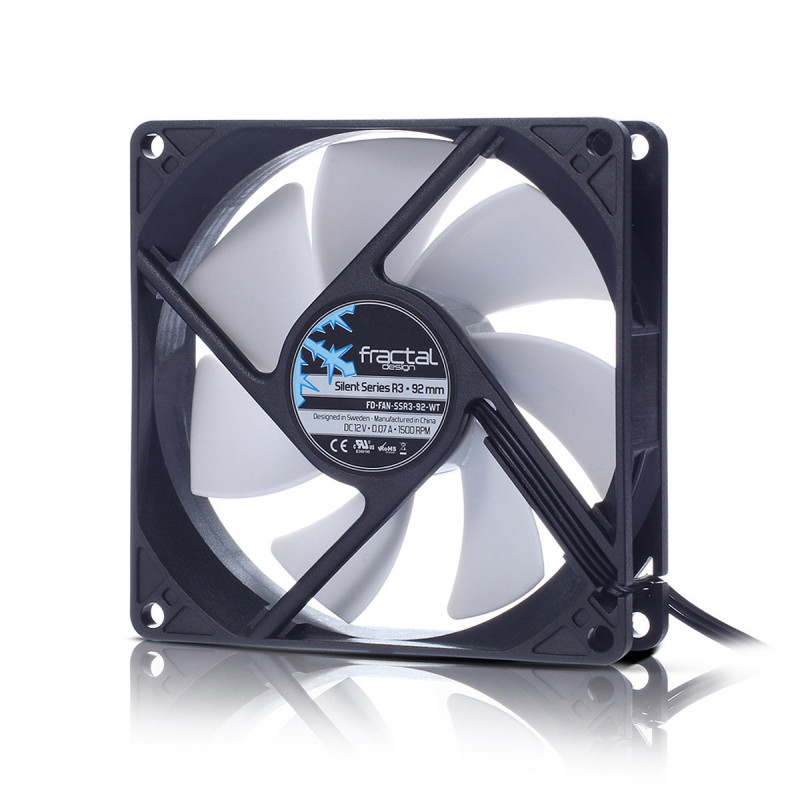 Fractal Design Silent Series R3 92mm Tietokonekotelo Tuuletin 9,2 cm Musta, Valkoinen