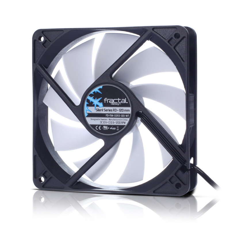 Fractal Design Silent Series R3 120 mm Tietokonekotelo Tuuletin 12 cm Musta, Valkoinen