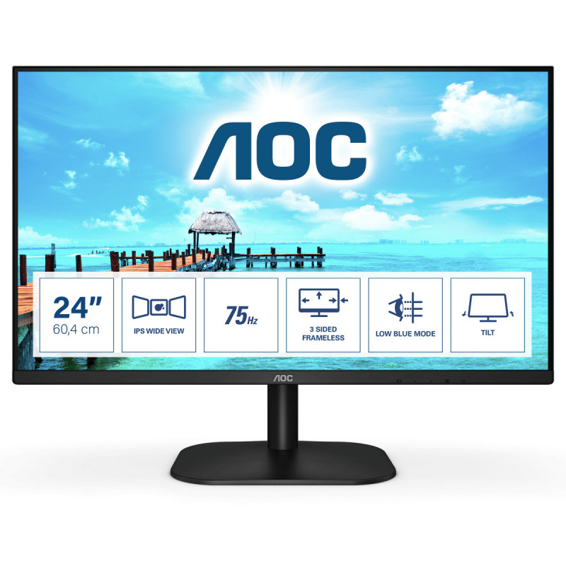 AOC B2 24B2XH EU LED display 60,5 cm (23.8") 1920 x 1080 pikseliä Full HD Musta