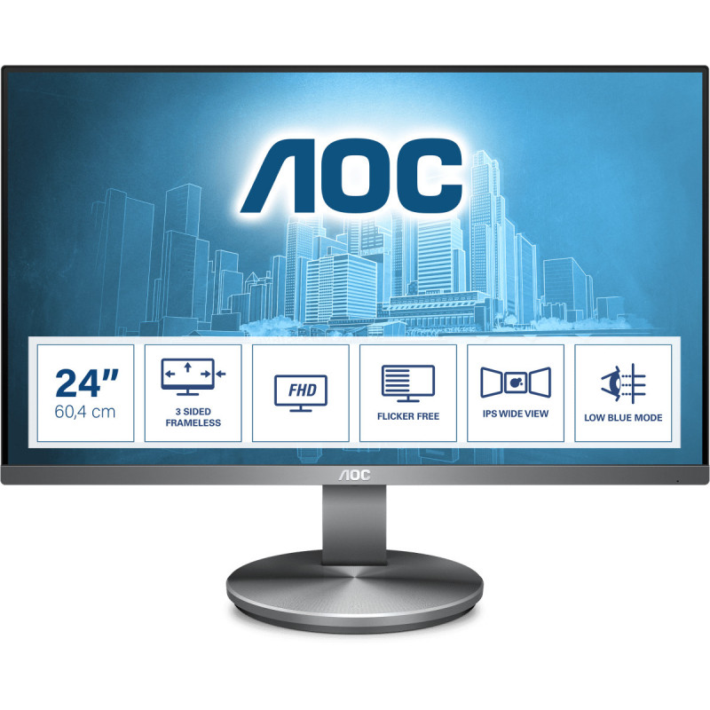 AOC 90 Series I2490VXQ BT tietokoneen litteä näyttö 60,5 cm (23.8") 1920 x 1080 pikseliä Full HD LED Harmaa