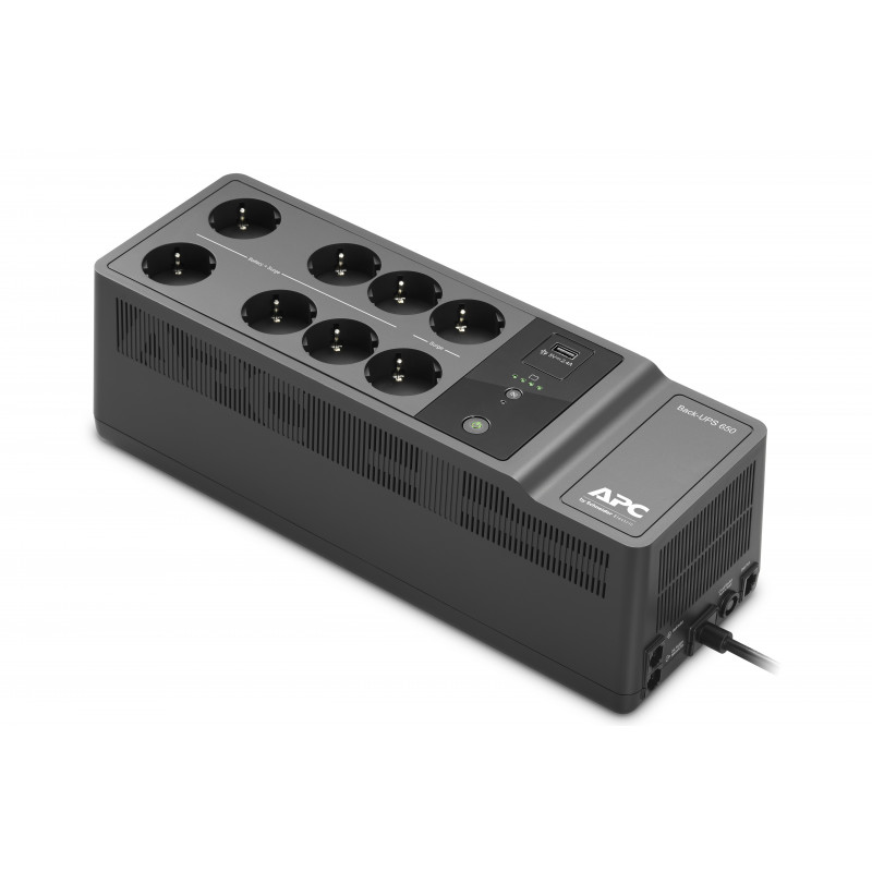 APC Back-UPS 650VA 230V 1 USB charging port - (Offline-) USV Valmiustila (ilman yhteyttä) 0,65 kVA 400 W 8 AC-pistorasia(a)