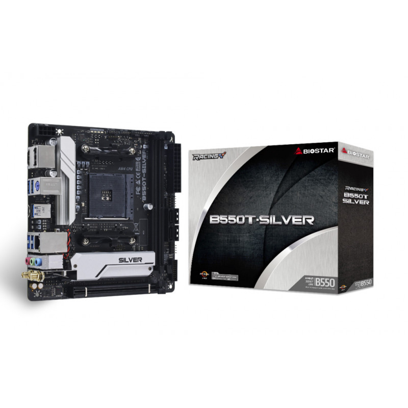 Biostar B550T-SILVER emolevy AMD B550 Kanta AM4 Mini ITX