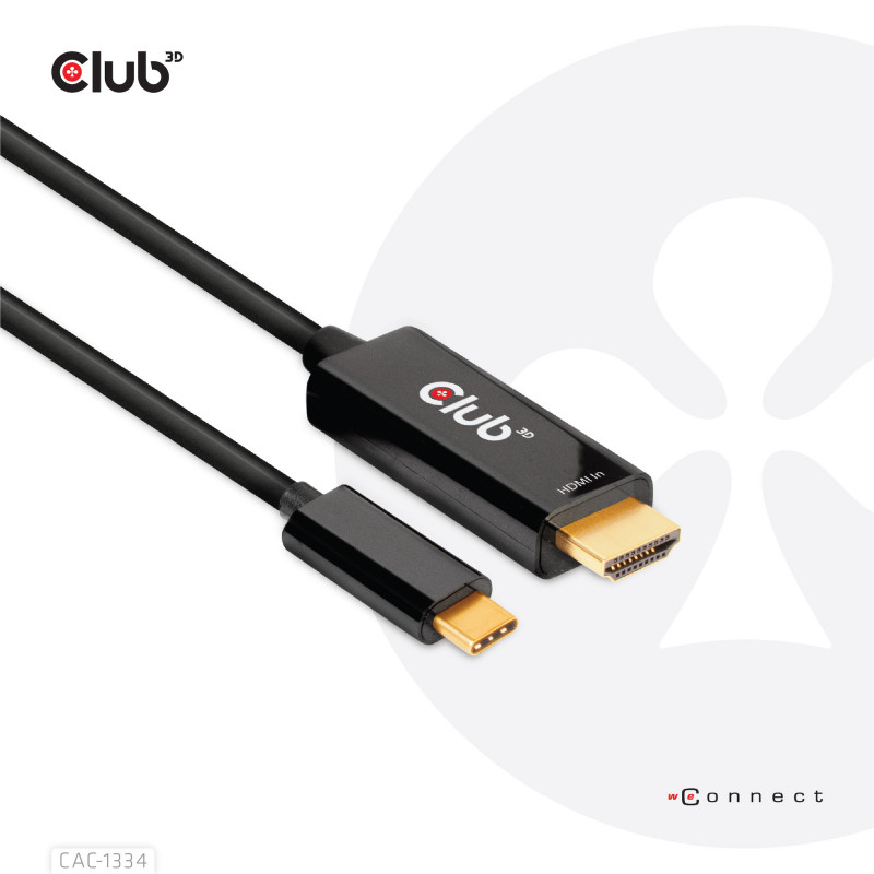 CLUB3D CAC-1334 videokaapeli-adapteri 1,8 m HDMI-tyyppi A (vakio) USB Type-C