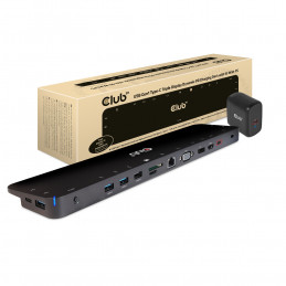 CLUB3D CSV-1564-W65 kannettavien tietokoneiden telakka ja porttitoistin Telakointi USB 3.2 Gen 1 (3.1 Gen 1) Type-B Musta