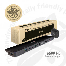 CLUB3D CSV-1564-W65 kannettavien tietokoneiden telakka ja porttitoistin Telakointi USB 3.2 Gen 1 (3.1 Gen 1) Type-B Musta