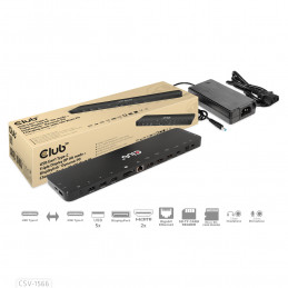 CLUB3D CSV-1566 kannettavien tietokoneiden telakka ja porttitoistin Telakointi USB 3.2 Gen 1 (3.1 Gen 1) Type-C