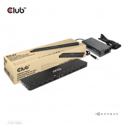 CLUB3D CSV-1566 kannettavien tietokoneiden telakka ja porttitoistin Telakointi USB 3.2 Gen 1 (3.1 Gen 1) Type-C