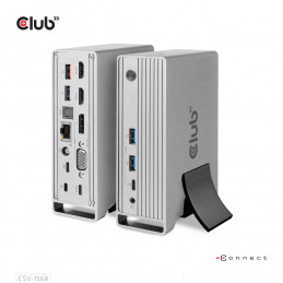 CLUB3D CSV-1568 kannettavien tietokoneiden telakka ja porttitoistin Telakointi USB 3.2 Gen 2 (3.1 Gen 2) Type-C Metallinen
