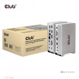 CLUB3D CSV-1568 kannettavien tietokoneiden telakka ja porttitoistin Telakointi USB 3.2 Gen 2 (3.1 Gen 2) Type-C Metallinen