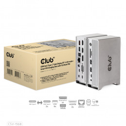 CLUB3D CSV-1568 kannettavien tietokoneiden telakka ja porttitoistin Telakointi USB 3.2 Gen 2 (3.1 Gen 2) Type-C Metallinen