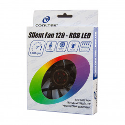 Cooltek Silent Fan 120 RGB Tietokonekotelo Tuuletin 12 cm Musta, Valkoinen