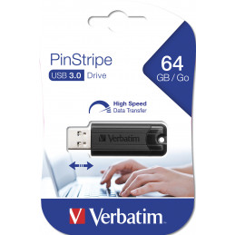 Verbatim PinStripe USB-muisti 64 GB USB A-tyyppi 3.2 Gen 1 (3.1 Gen 1) Musta