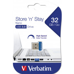 Verbatim Store 'n' Stay Nano USB-muisti 32 GB USB A-tyyppi 3.2 Gen 1 (3.1 Gen 1) Sininen