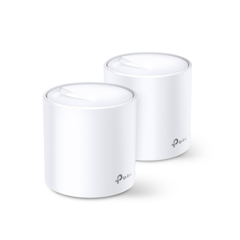 TP-LINK DECO X60(2-PACK) Wi-Fi-verkkojärjestelmä Kaksitaajuus (2,4 GHz 5 GHz) Wi-Fi 6 (802.11ax) Valkoinen Sisäinen