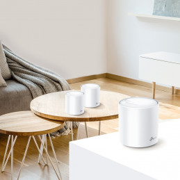 TP-LINK DECO X60(2-PACK) Wi-Fi-verkkojärjestelmä Kaksitaajuus (2,4 GHz 5 GHz) Wi-Fi 6 (802.11ax) Valkoinen Sisäinen