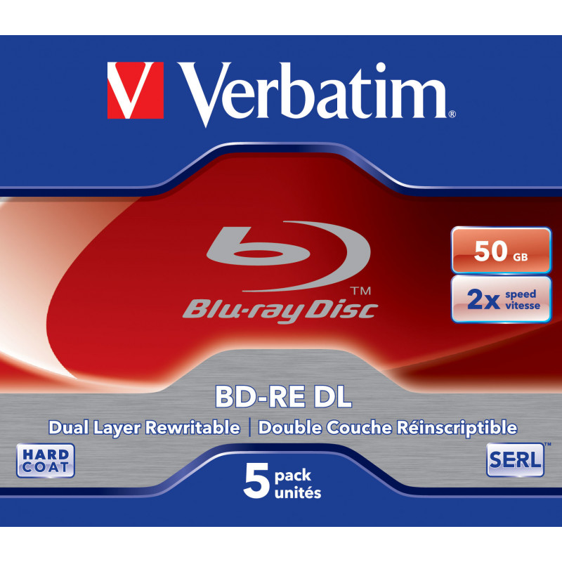 Verbatim BD-RE DL 50GB 2 x 5 Pack Jewel Case 5 kpl