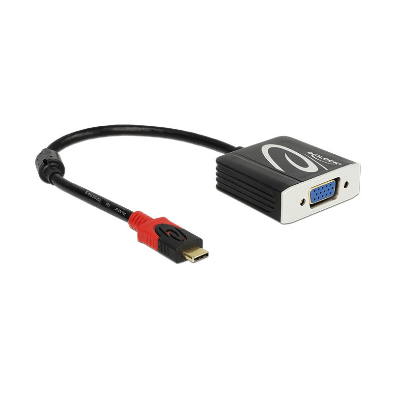 DeLOCK 62994 videokaapeli-adapteri 0,2 m USB Type-C VGA (D-Sub) Musta