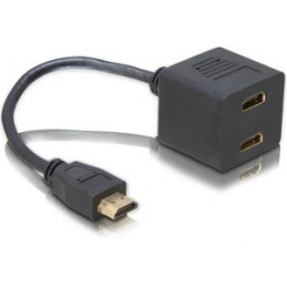 DeLOCK Adapter HDMI male to 2x HDMI female 0,2 m HDMI-tyyppi A (vakio) 2 x HDMI