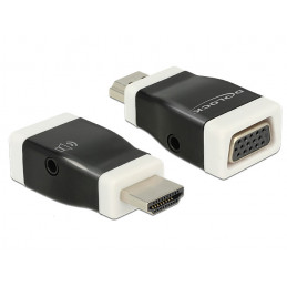 DeLOCK 65586 kaapelin sukupuolenvaihtaja HDMI-A VGA Musta, Valkoinen