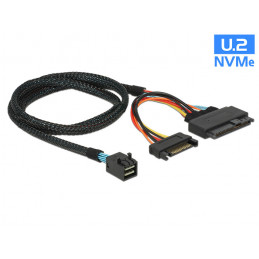 DeLOCK 0.75m, SFF-8643 U.2 SFF-8639+SATA 0,75 m Musta
